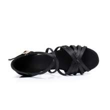 Zapatos de baile latino para mujer, zapatos de baile para práctica,zapatos de baile de salón, zapatos de baile estándar, zapatos de baile latino para mujer, tacón de 2,5 cm - Negro - Ver 2