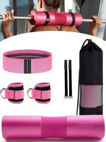 1 pieza/Set de 5 piezas Almohadilla para Sentadillas con Barra, Protección de Espuma para Hombro y Cuello para Patadas de Cadera, Sentadillas y Levantamiento de Pesas - Accesorio de Entrenamiento de Fitness para Hombres y Mujeres Accesorios de Gimnasio - Rosa - Ver 1