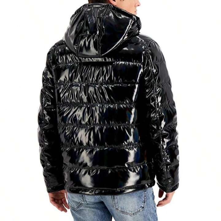 Guess Men's Holographic Hooded Puffer Jacket | SHEIN USA