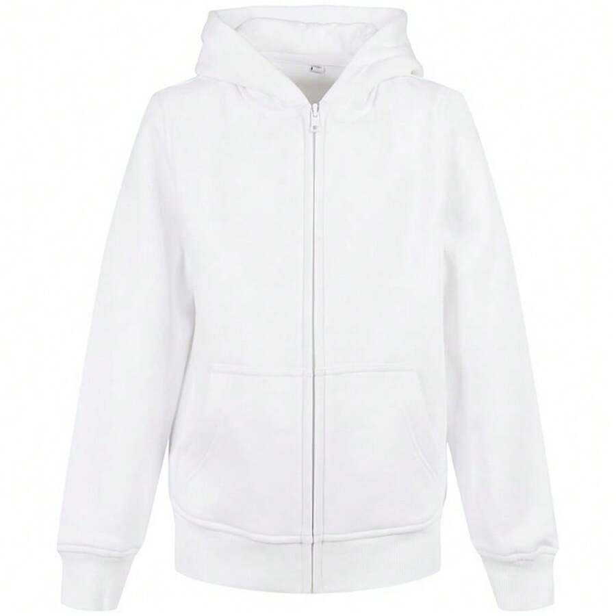 Build Your Brand Childrens/Kids Basic Organic Full Zip Hoodie - 100% Organic Cotton - 300gsm - (RW8949) - trắng - Xem 1
