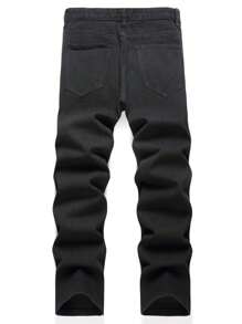 Men's Casual Loose Fit Printed Straight-Leg Jeans