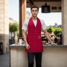 1 件西装领围裙，餐厅咖啡厅面包店女服务员制服，男女通用围裙，适用于厨房工作、厨师和服务员 - 彩色 - 查看 5