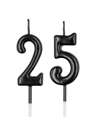 1pc Black Number 0-9 Birthday Party Cake Decoration Candle, Back To School Valentine Day