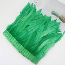 1 yard Ruban à franges de plumes de queue de coq simulées colorées de 25-30 cm, plumes teintes pour robe de mariée, jupe, artisanat, accessoire DIY, artisanat pour vêtements
