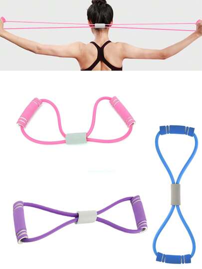 2pcs Purple & Blue Set, 1pc Upgraded TPE Material/Foam Handle Sports Resistance Bands, 38cm/14.96in Length, Suitable For Yoga, Fitness, Stretching, Strength Training, Ideal For Gifts Like Winter, Back To School, Birthday, Easter, Weight Loss