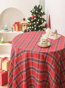 1pc Checkered Christmas Tablecloth - Red Buffalo Plaid Christmas Tablecloth, Spill-Proof & Washable, Suitable For Dining, Parties And Holiday Decor, Halloween, Halloween Decoration