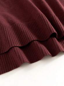 GIGOGOU كنزة صوفية نسائية فضفاضة ذات ياقة عالية دافئة للخريف والشتاء، بأكمام طويلة، ملابس موسمية - عنابي اللون - مشاهدة 8