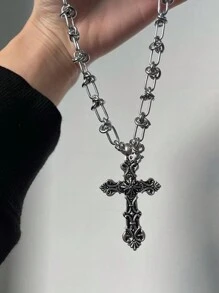 1PC Vòng cổ mặt dây chuyền Gothic cho nam cặp đôi Kpop Punk Vòng cổ chuỗi dài thời trang Hàn Quốc Y2K Trang sức trên cổ Quà tặng - Vòng cổ mặt dây chuyền - Xem 4