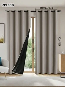 1 pieza/2 piezas Cortina térmica con recubrimiento aislante negro, adecuada para sala de estar, dormitorio, cocina, baño, decoración del hogar, decoración de habitaciones