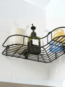 1 Piece Bathroom Corner Shelf Without Holes, Triangle Metal Utensil Holder - 隨機的 - 查看 4