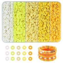 2000 buc Kit margele de argilă 5 grile 6 mm margele distanțiere polimerice de culoare curcubeu pentru fabricarea de bijuterii DIY colier brățară cercei pandantiv