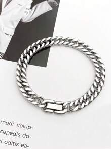 1pc New Fashionable Twist Curb Chain Stainless Steel Bracelet For Men - Star - View 10