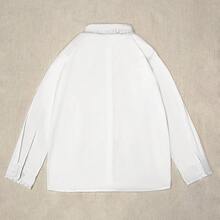 女童经典白色领口长袖衬衫，适合秋季，圆领学生常规衬衫，校服 - 白色 - 查看 4