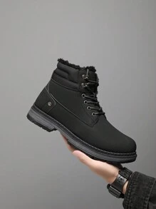 Men's Hiking Boots Winter Walking Shoes Outdoor Snow Boots Non-Slip Camping Trekking Boot With Fleece Lining