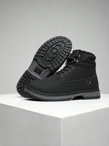 Men's Hiking Boots Winter Walking Shoes Outdoor Snow Boots Non-Slip Camping Trekking Boot With Fleece Lining