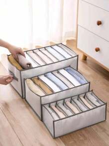 1 pièce Boîte de rangement pour vêtements blanc avec séparateurs, sac de rangement. Organisateur de placard de stockage pour la maison, la décoration de la chambre à coucher. Vêtements de femme : t-shirt blanc, pantalon noir, vêtements d'hiver pour femme, robe - Multicolore - Voir 3