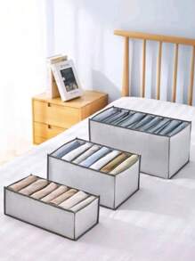 1 pièce Boîte de rangement pour vêtements blanc avec séparateurs, sac de rangement. Organisateur de placard de stockage pour la maison, la décoration de la chambre à coucher. Vêtements de femme : t-shirt blanc, pantalon noir, vêtements d'hiver pour femme, robe - Multicolore - Voir 8