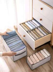 1 pièce Boîte de rangement pour vêtements blanc avec séparateurs, sac de rangement. Organisateur de placard de stockage pour la maison, la décoration de la chambre à coucher. Vêtements de femme : t-shirt blanc, pantalon noir, vêtements d'hiver pour femme, robe - Multicolore - Voir 5