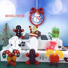 Khuôn silicon trang trí Giáng sinh tự làm - Hình bánh gừng, ông già Noel, tất và kẹo mía, thích hợp cho thạch cao hương liệu, đồ thủ công trang trí nhà cửa và xe hơi - trắng - Xem 10