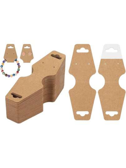 50PCS Bracelet Display Cards Sturdy Necklace Holder Cards Self Adhesive Jewelry Packaging Selling Card For Small Business Of Keychain Earring Hair Band And Scrunchies Hanging Valentine's Day Summer, School