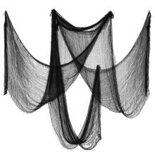 1 szt./3 szt. Czarny 30*72 cale (72*183 cm) Dekoracja na imprezę Halloween Nawiedzony dom Gaza DIY Dekoracyjna tkanina Nadaje się do produkcji dekoracji w atmosferze Halloween, idealna do drzwi, podwórka, drzewa, okna