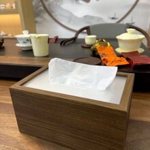1pc Walnut Wooden Tissue Box Holder, Luxury Napkin Dispenser For Home Gatherings And Dining Tables, With Acrylic Striped Decor, Home Stuff, Table, Home Decorations, Home Organization And Storage, Room Decor, Room Decor Bedroom, Kitchen Accessories, Kitchen Tools, Organizer Kitchen, Travel, Holiday,Tissue Box Holder,Napkin Holder,Festival Family Gathering,Kitchen Dining Table DecorFor Home Kitchen Bedroom Living Room Dining Room, Home Decoration Accessories, Decorative Box,Women Wedding Gift,Summer Travel Holiday Festival Must-Have