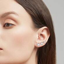 1 Set Men's Stainless Steel Earrings (14pcs/8pcs/1pc), Black And Silver Cubic Zirconia Stud Earrings, Hoop Earrings, Earrings For Men - Multicolor - View 3