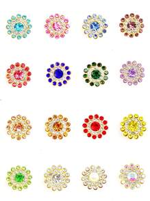 Gói 50 hạt pha lê sáng bóng hình tròn hình hoa 14mm có đế màu vàng tự làm, đính keo lấp lánh, dùng để trang trí quần áo, túi xách, giày dép, đồ thủ công mỹ nghệ, viền trang trí tự làm. - nhiều màu - Xem 5