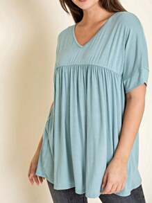Boho Retro Soft Solid Green Yellow Cute Baby Doll Top Blouse Tunic  Off Shoulder Square Neck Flutter Bell Sleeve  Small To 3 XL Plus - 綠色 - 查看 4