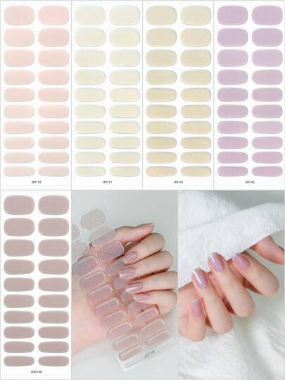 20片装半固化凝胶美甲贴，春夏配色，持久耐用，快速塑形，全甲贴，适合女性和女孩，可用于约会、派对、旅行等场合（不含UV灯和工具，需自行购买）。