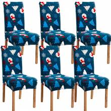1 Stück/4 Stücke/6 Stücke Stuhlbezüge mit Weihnachtsmann Muster als Weihnachtsdekoration, weicher universell passender Schreibtisch Bezug, abnehmbar und waschbar Anti-Staub Stretch Stuhlschutz
