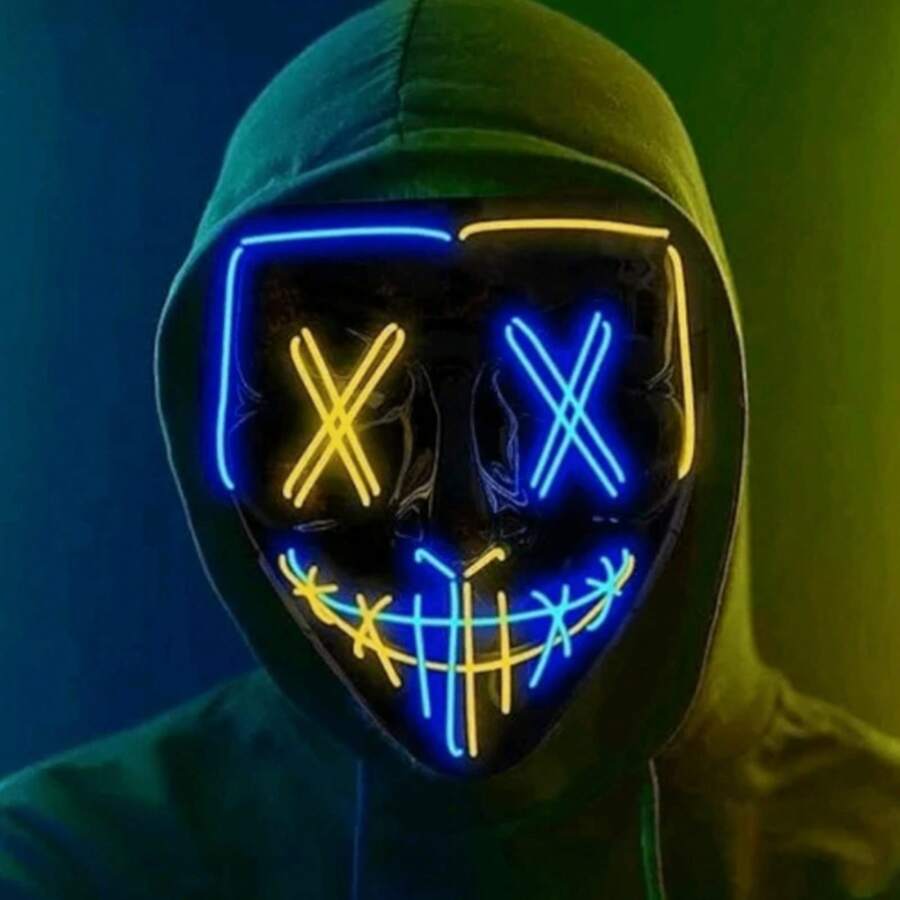 Máscara con luz LED La Purga, con colores de La Purga, de calidad - Amarillo - Ver 1