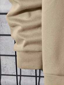Unisex Crew Neck Sweatshirt Eagle Cotton Flannel Jacket Top Winter - Màu be - Xem 2