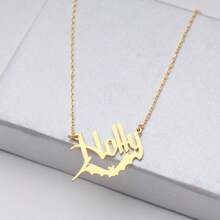 Joyería personalizada con nombre en inglés antiguo de vampiro, regalo de cumpleaños personalizado para amante de los murciélagos, collar personalizado con nombre de murciélago