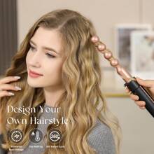 Heikki Vision Curling Iron Instant Heating Curling Wand Set With Curling Brush And 4 Interchangeable Ceramic Curling Wands, Dual Voltage Curling Iron With Glove And 2 Clips Ideal Gift For Yourself Or Your Family And Friends - 查看 5