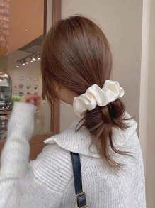 1pc Light Coffee Color Anti-slip Satin Hair Scrunchie - Multicolor - View 4