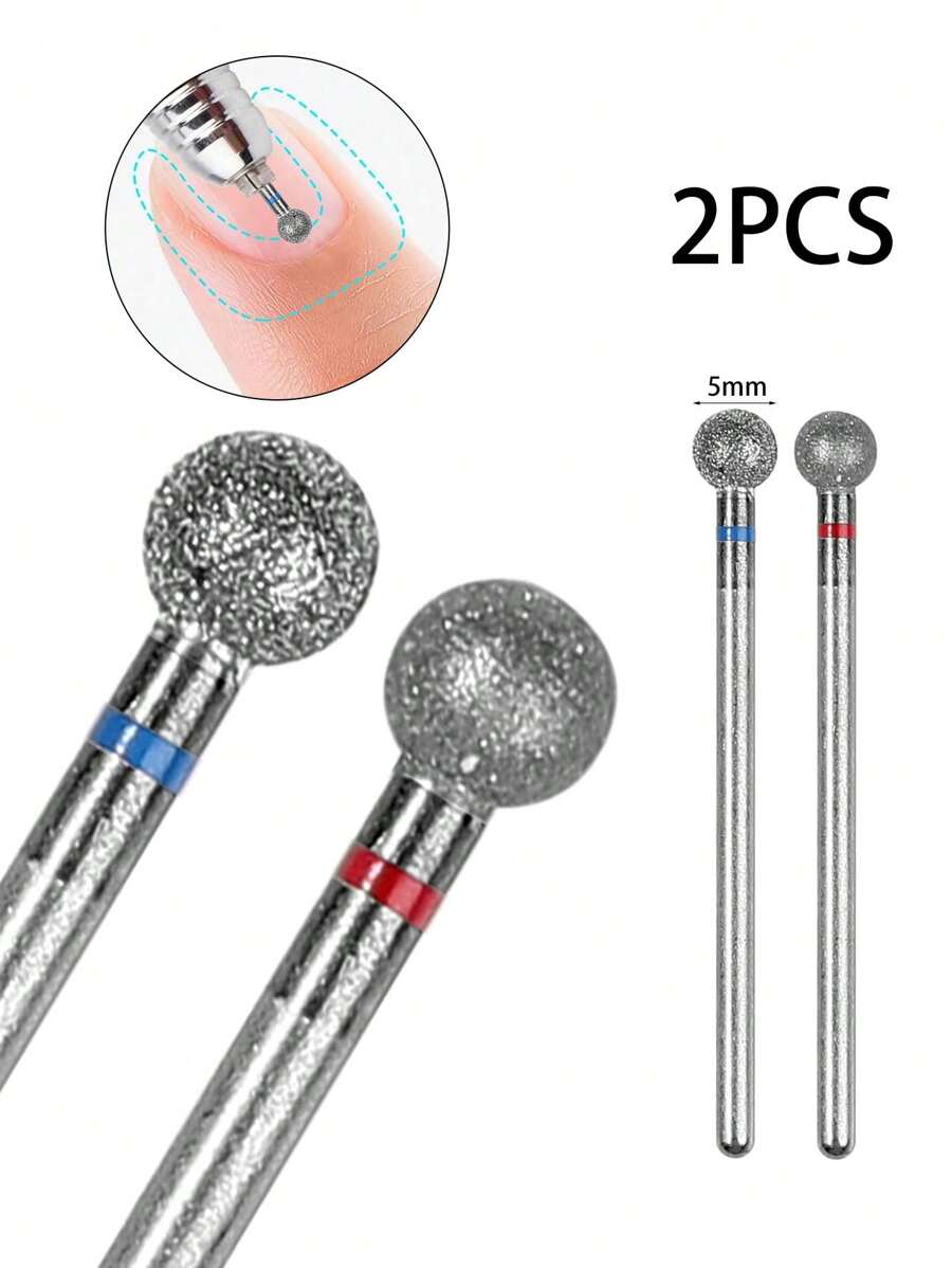 2pcs Diamond Sand Russian Pre-Treatment Large Round Head Red Label Blue Label 5mm Diamond Coating Polishing Head