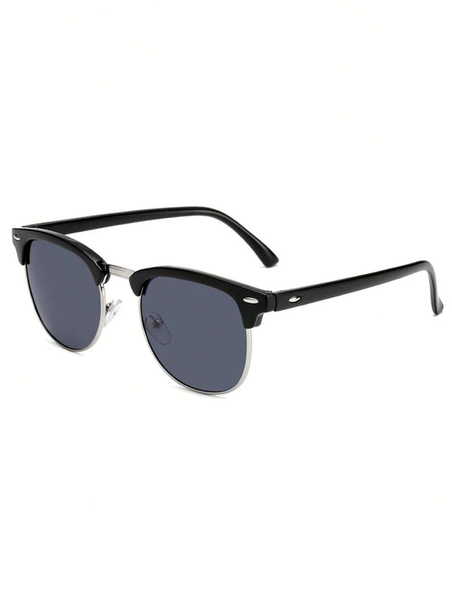 1 Pc Square Half Frame Black Fashionable Glasses, Retro Earring Design