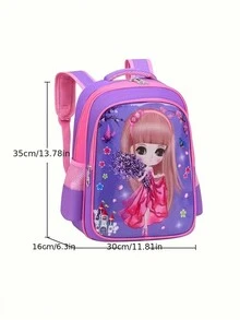 1 件女学生背包，花卉印花，防水，大容量 - 彩色 - 查看 6