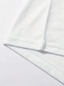 Maglietta bianca a girocollo con stampa casual per ragazze, a manica lunga, autunno/inverno - Bianco - Visualizzare 4