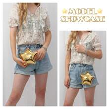 Bolsa De Mujer Forma De Globo Estrella Metalico Clutch Bolso de mano metálico de estilo mini para mujer, bolso de hombro y bandolera con forma de estrella para teléfono móvil, con decoración de cadena, bolso de fiesta, bolso de novia, perfecto para fiesta, boda, baile de graduación, cena/banquete - Dorado - Ver 5