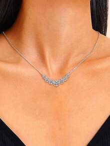 1pc Premium Moissanite 925 Sterling Silver Women's Jewelry Smiling Face Pendant 1.7 Carat, Clavicle Chain Necklace, Party Gift, Birthday Gift