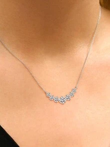 1pc Premium Moissanite 925 Sterling Silver Women's Jewelry Smiling Face Pendant 1.7 Carat, Clavicle Chain Necklace, Party Gift, Birthday Gift