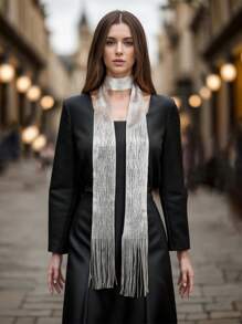 1pc Women Fashionable All-Match Breathable Scarf For Commute, Lightweight Solid Color Chiffon Scarf Winter Fall - Multicolor - View 4