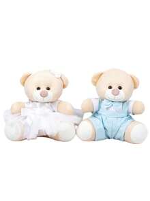 Decorative Teddy Bear Couple For Engagements And Weddings White Flower Girl Aqua Green Page Boy - Decoration 12 Cm - Sữa Ngọt Ngào - Xem 1