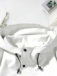 2024 Men's Long Sleeve Letter Printed Cargo Pocket Spring/Autumn Casual Loose Jacket, For Fall - White - View 3