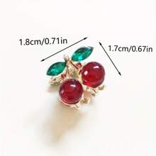 2/4pcs Rhinestoned Cherry Bow Hair Clips, Cute Decorative Hair Accessories, Gift Christmas - Red - View 7
