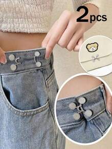 2 件女士胸针套装收紧腰部胸针免钉合金裤子牛仔裤可调节腰夹别针服装配饰无需缝纫腰带紧身器礼品袋礼品袋别针学校用品教师礼物返校教师配饰 - 彩色 - 查看 1