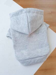 1 chiếc áo nỉ trùm đầu cho chó và mèo nhỏ, màu xám nhạt trơn - Màu Xám nhạt - Xem 5