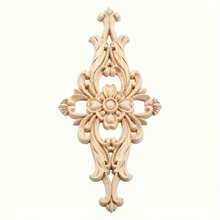 1pc Wood-Carved Furniture Appliques Onlays,  Unpainted Center Carving Decal For Door Wall Ceiling Cabinet Dresser Decoration - as shown - View 2